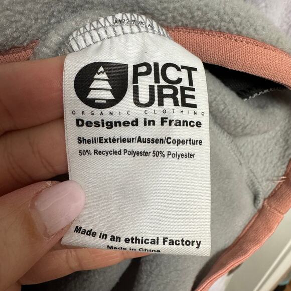 Picture Organic Arcca 1/4 Snap Fleece Sweatshirt Gray Lavender Womens Size Large - Picture 8 of 12